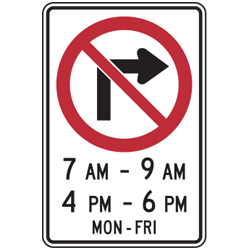 No Straight Through/ No Right Turn/ No Left Turn With Days & Times