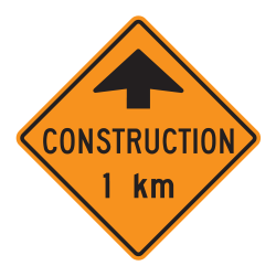 Construction Ahead 1 / 2 km